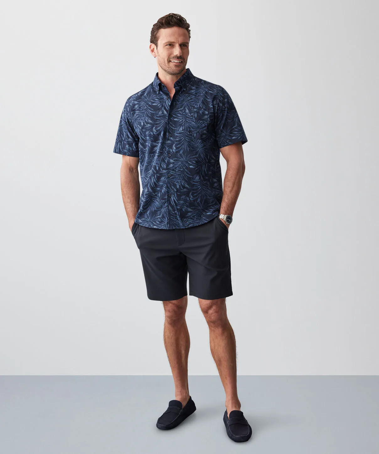 GAZFLEX Performance Leaf Print Short Sleeve Shirt - Navy sold by GAZMAN product image thumbnail 5