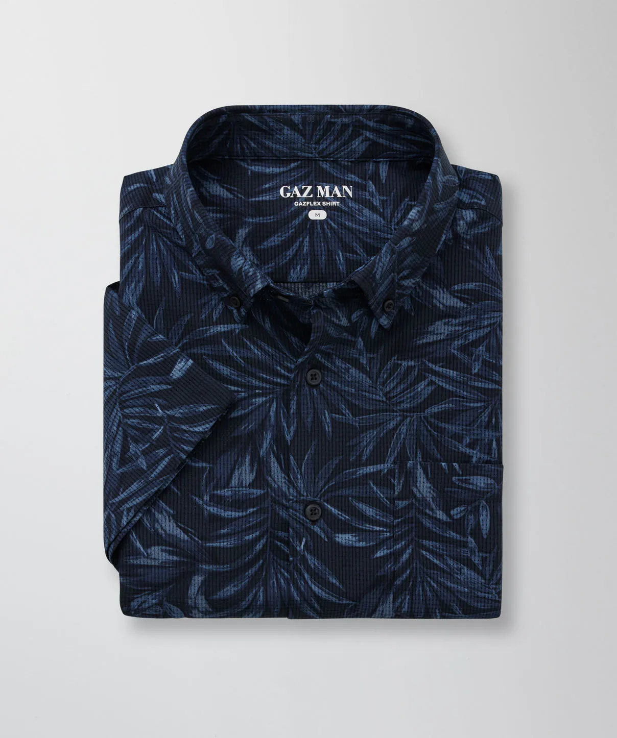GAZFLEX Performance Leaf Print Short Sleeve Shirt - Navy sold by GAZMAN product image thumbnail 2