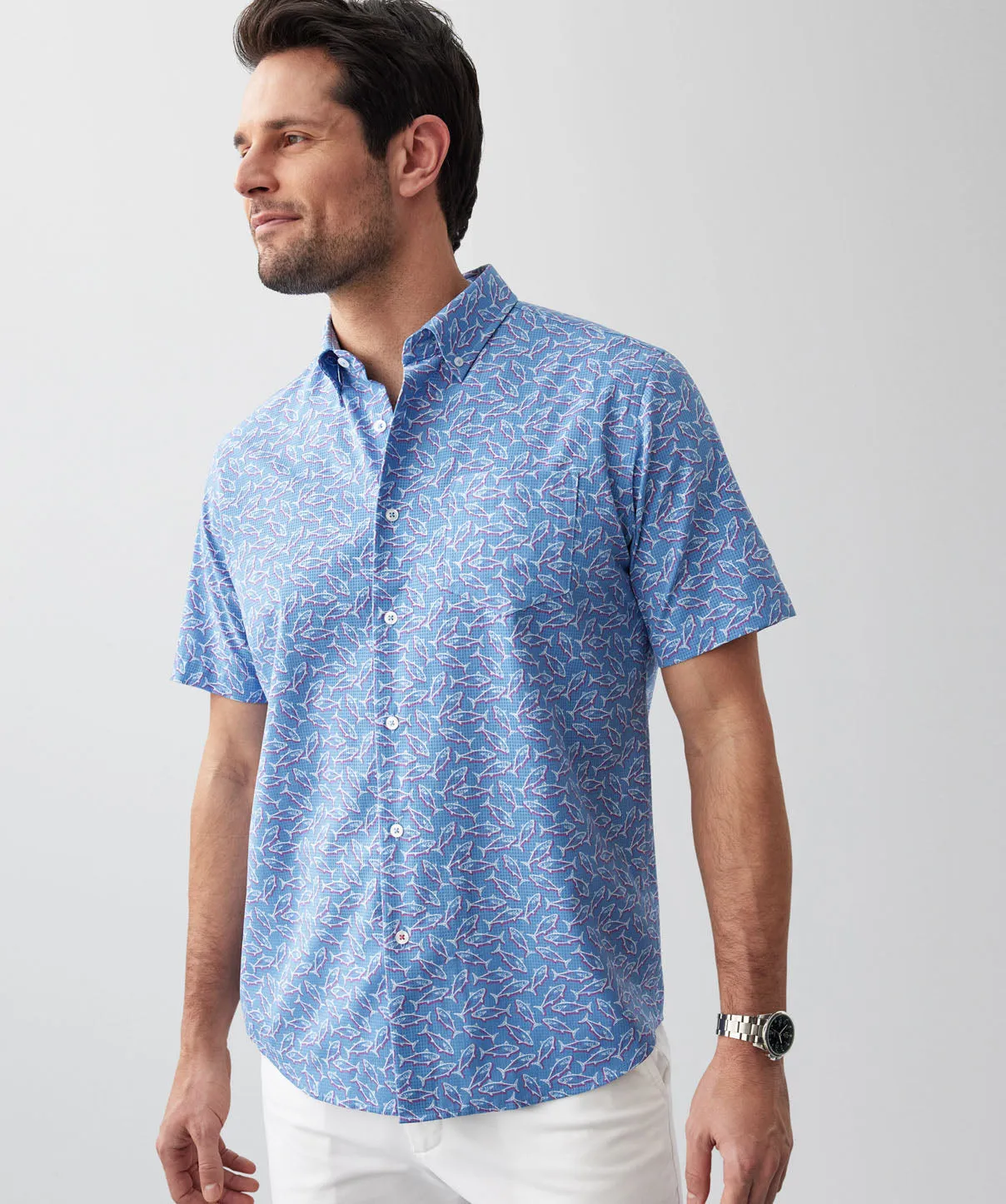 GAZFLEX Performance Fish Print Short Sleeve Shirt - Blue sold by GAZMAN product image thumbnail 4