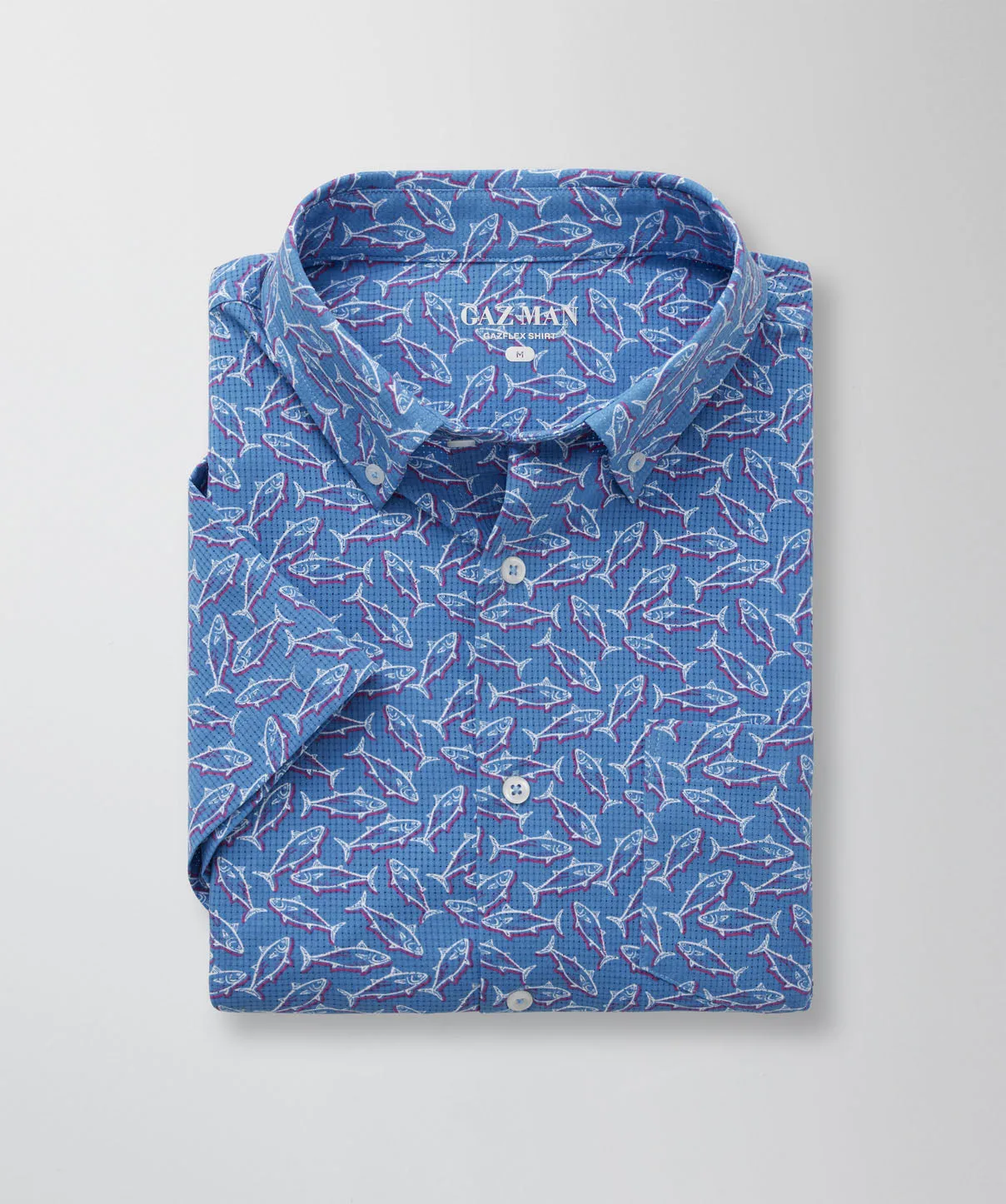 GAZFLEX Performance Fish Print Short Sleeve Shirt - Blue sold by GAZMAN product image thumbnail 2