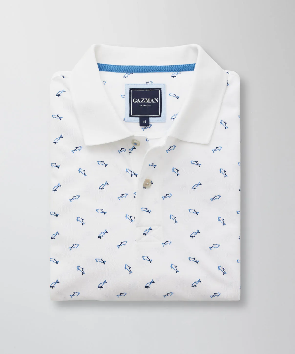Shark Print Polo - White sold by GAZMAN product image thumbnail 2