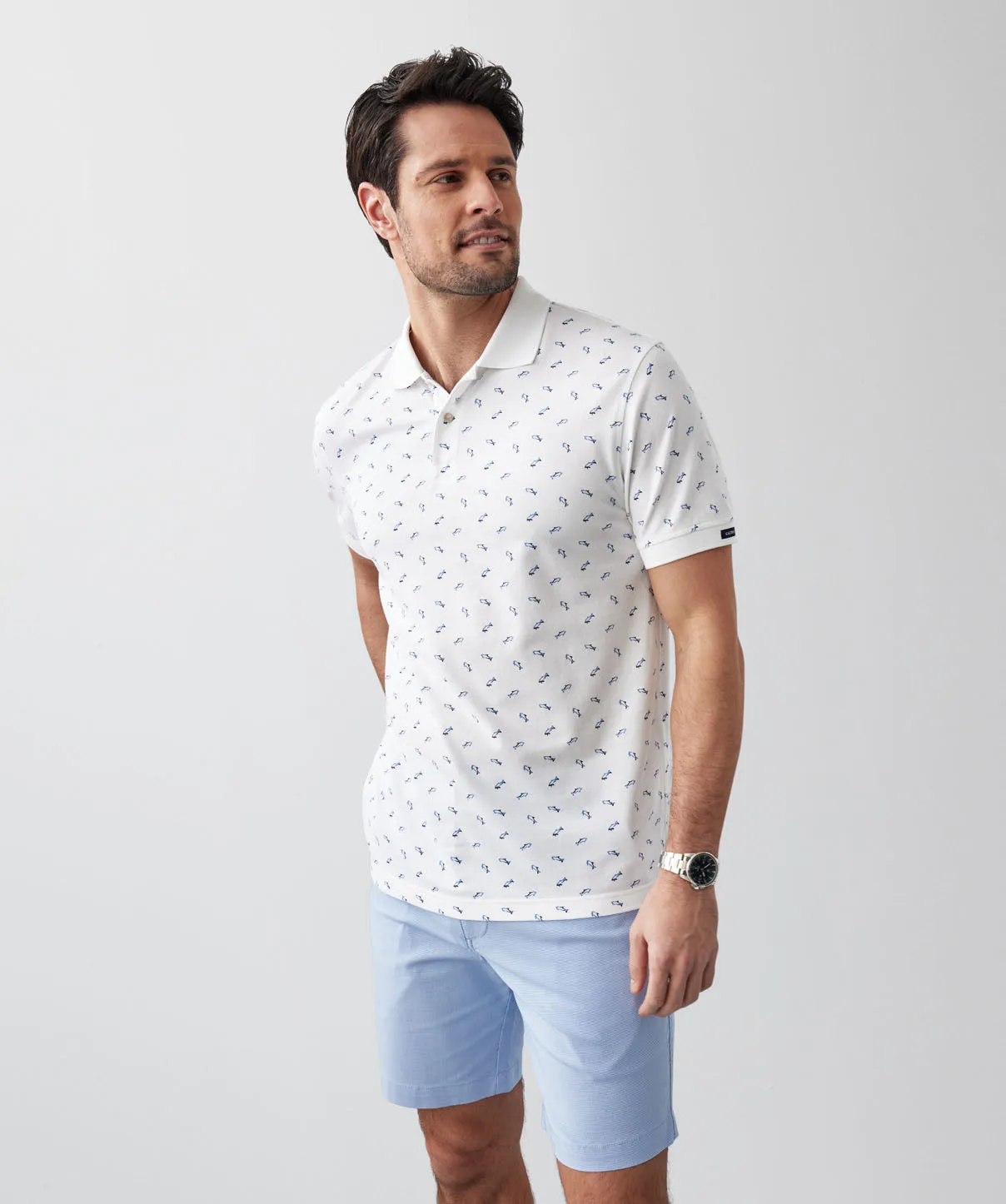 Shark Print Polo - White sold by GAZMAN product image thumbnail 4