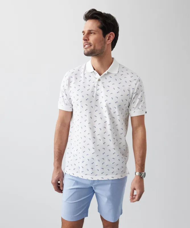 Shark Print Polo - White sold by GAZMAN
