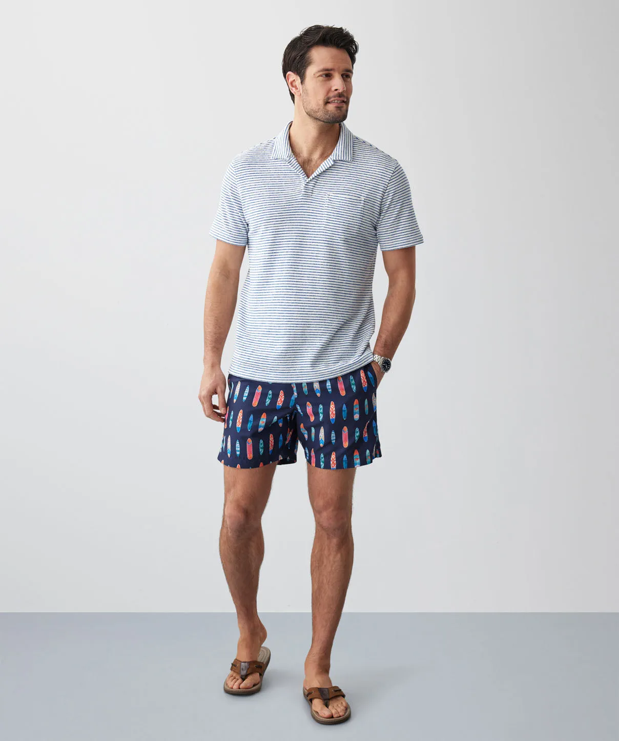 Terry Stripe Resort Polo - White sold by GAZMAN product image thumbnail 5