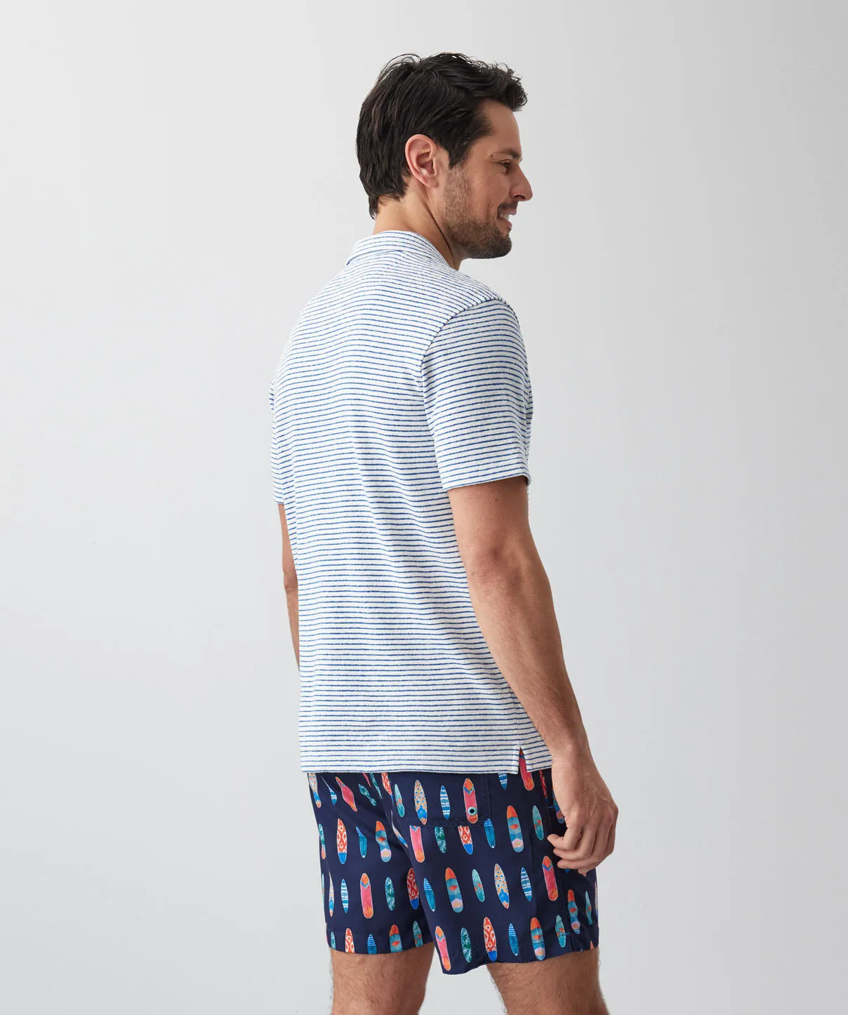 Terry Stripe Resort Polo - White sold by GAZMAN product image thumbnail 3