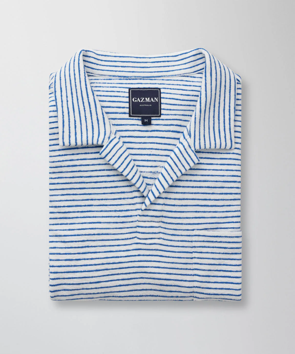 Terry Stripe Resort Polo - White sold by GAZMAN product image thumbnail 2