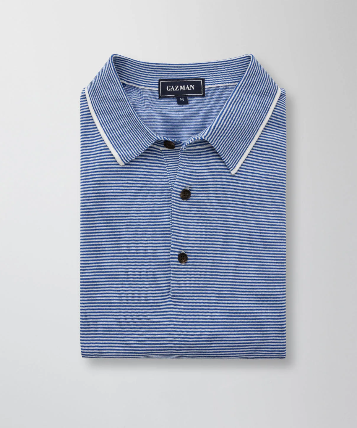 Coastal Stripe Knit Polo - Blue sold by GAZMAN product image thumbnail 2
