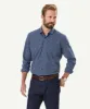 Easy Care Melange Check Long Sleeve Shirt - Navy Melange sold by GAZMAN