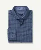 Easy Care Melange Check Long Sleeve Shirt - Navy Melange sold by GAZMAN