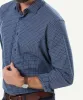 Easy Care Melange Check Long Sleeve Shirt - Navy Melange sold by GAZMAN