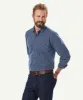 Easy Care Melange Check Long Sleeve Shirt - Navy Melange sold by GAZMAN