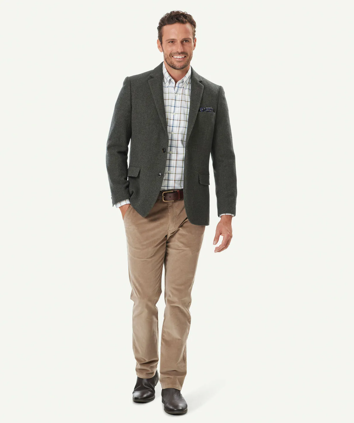Wool Blend Herringbone Sports Jacket - Forest sold by GAZMAN product image thumbnail 5