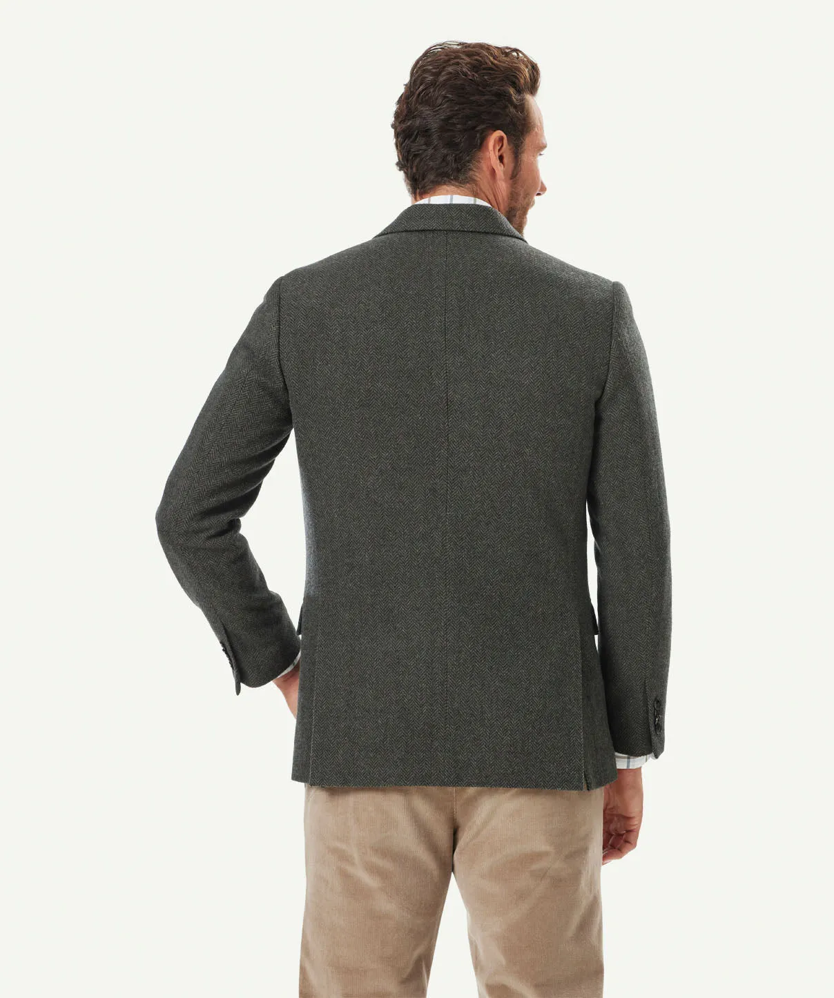 Wool Blend Herringbone Sports Jacket - Forest sold by GAZMAN product image thumbnail 3
