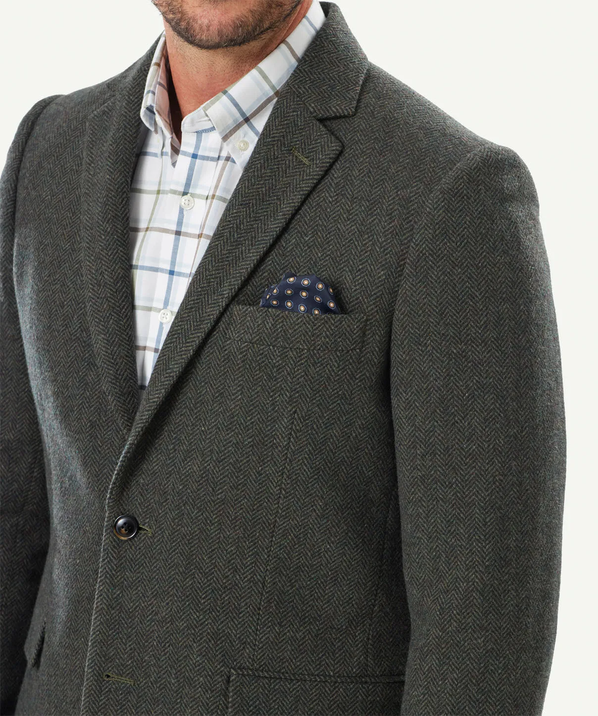 Wool Blend Herringbone Sports Jacket - Forest sold by GAZMAN product image thumbnail 4