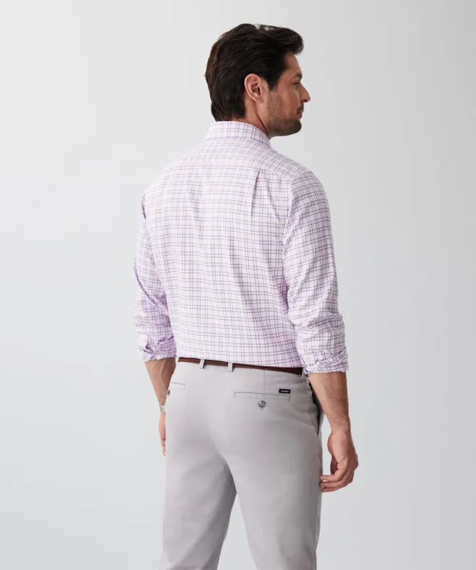 Non-Iron Textured Dobby Check Long Sleeve Shirt - Musk sold by GAZMAN