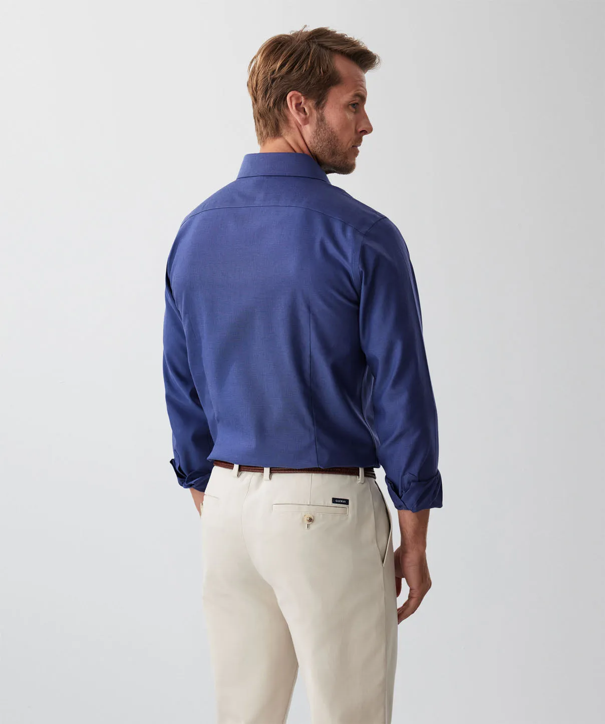 Tailored Non-Iron Dobby Plain Long Sleeve Shirt - Navy sold by GAZMAN product image thumbnail 2