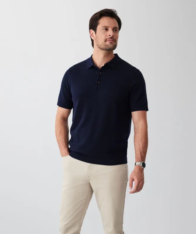 Textured Knit Polo - Navy sold by GAZMAN