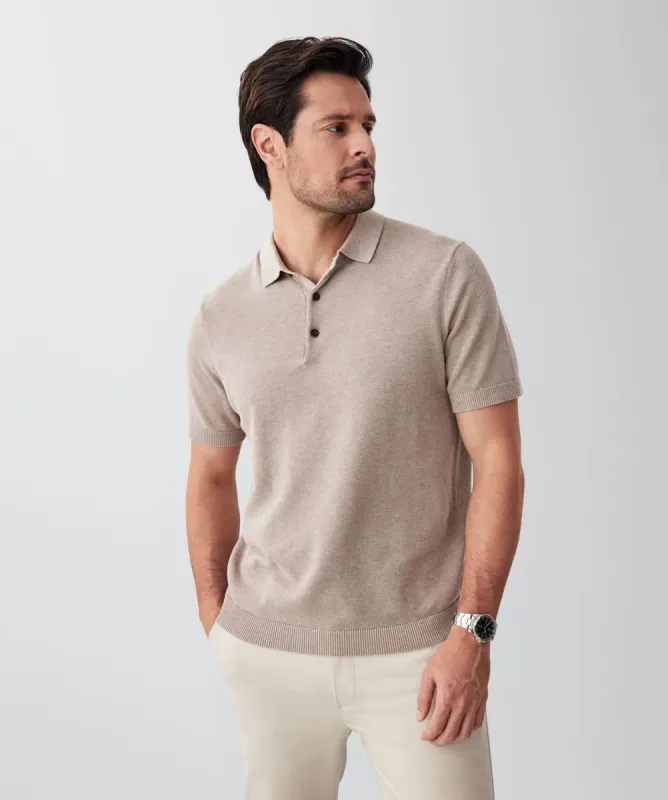Textured Knit Polo - Taupe sold by GAZMAN
