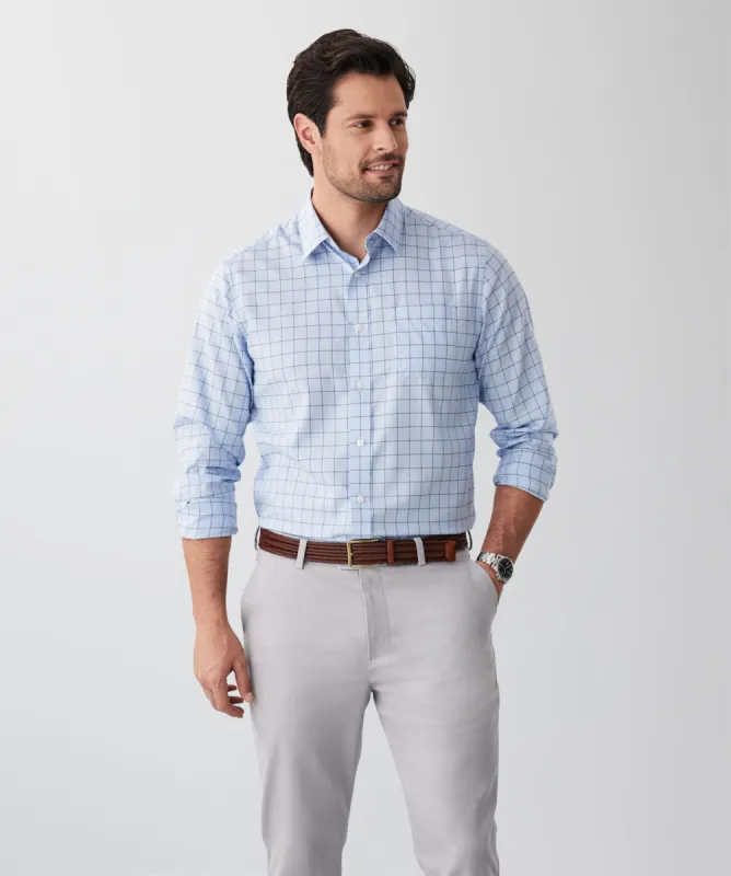 Easy Care Twill Check Long Sleeve Shirt - Blue sold by GAZMAN