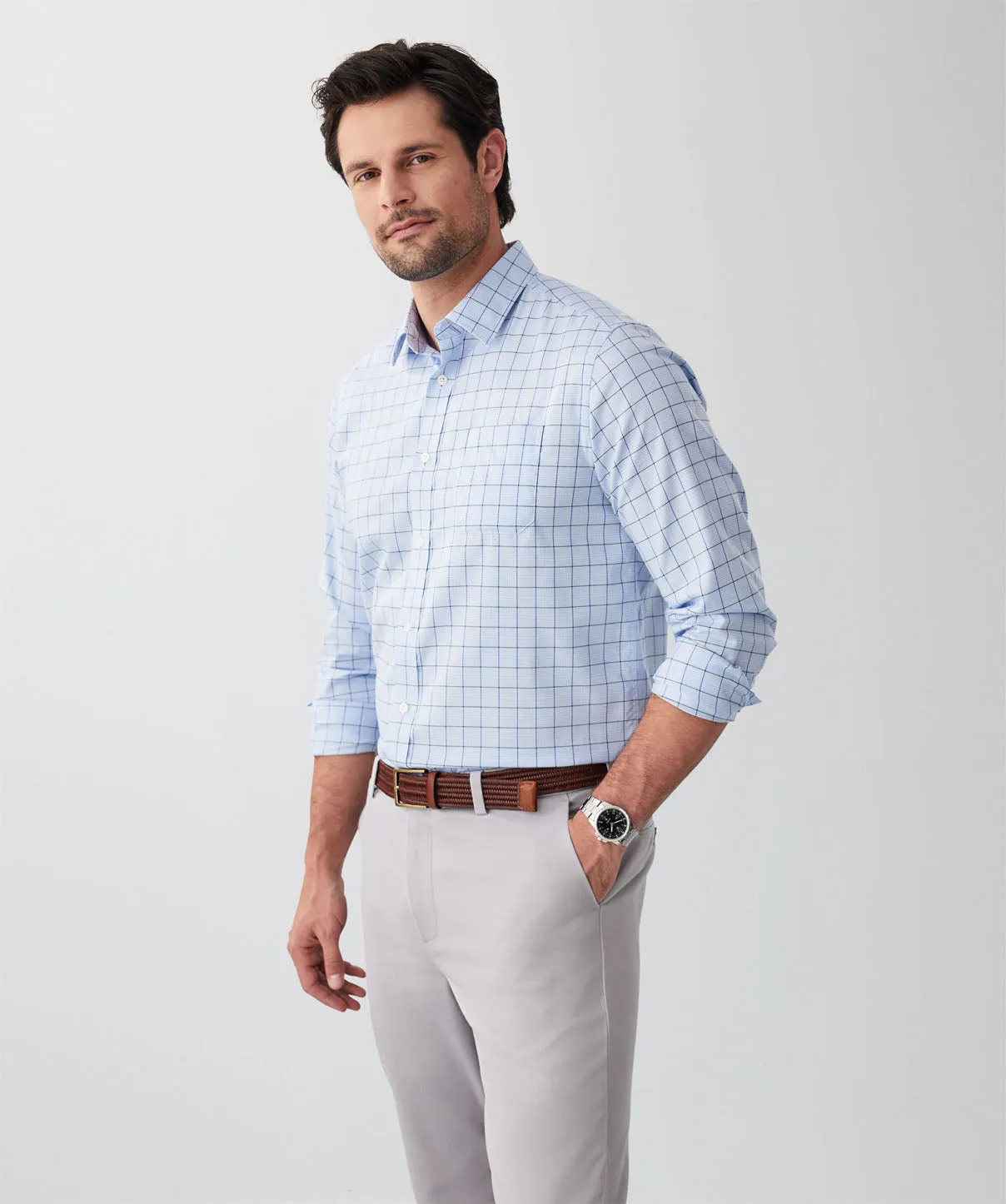 Easy Care Twill Check Long Sleeve Shirt - Blue sold by GAZMAN product image thumbnail 5