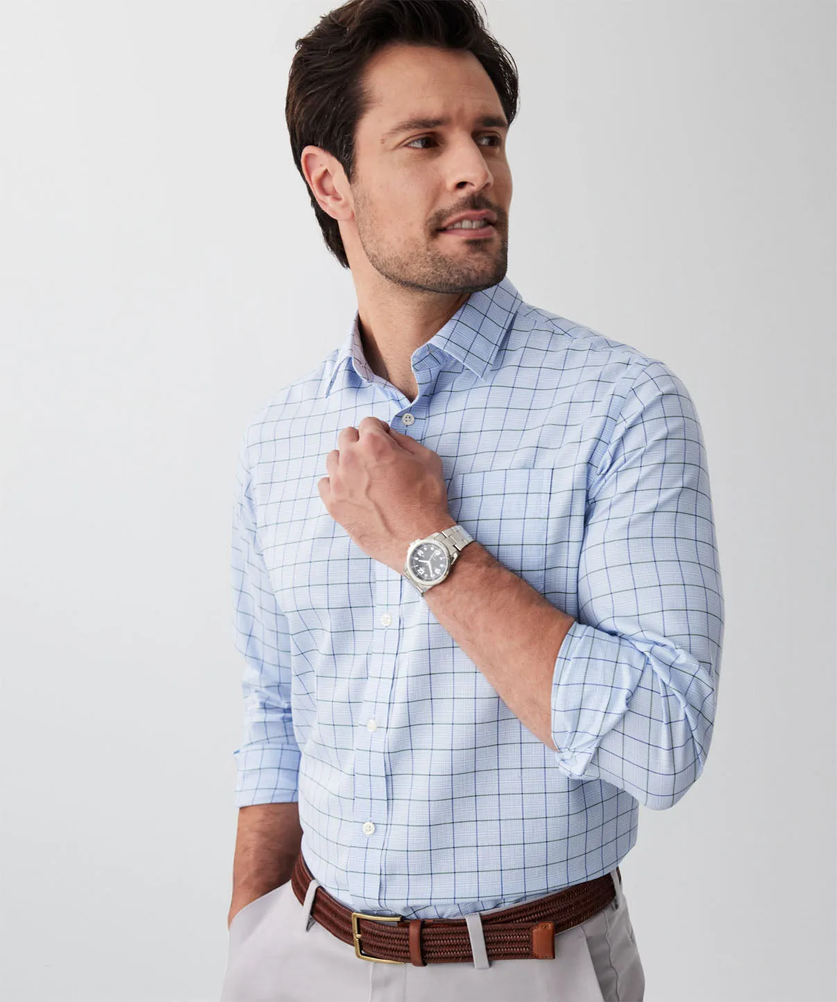 Easy Care Twill Check Long Sleeve Shirt - Blue sold by GAZMAN product image thumbnail 3