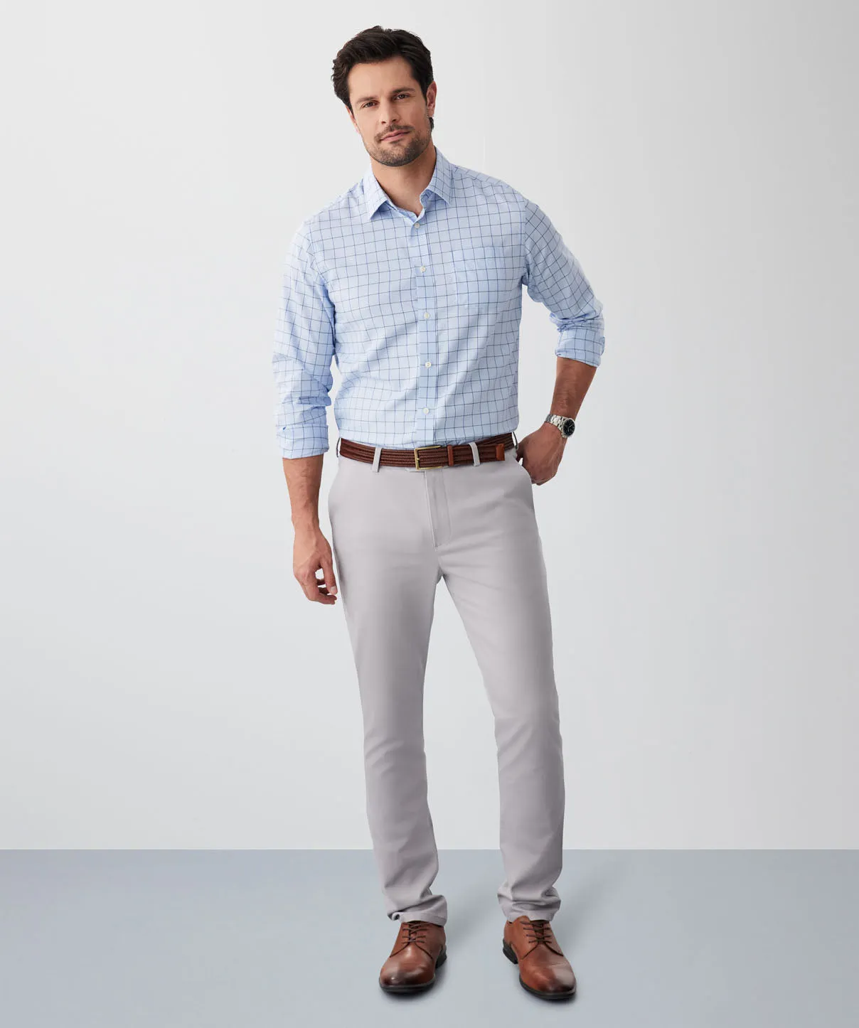 Easy Care Twill Check Long Sleeve Shirt - Blue sold by GAZMAN product image thumbnail 4