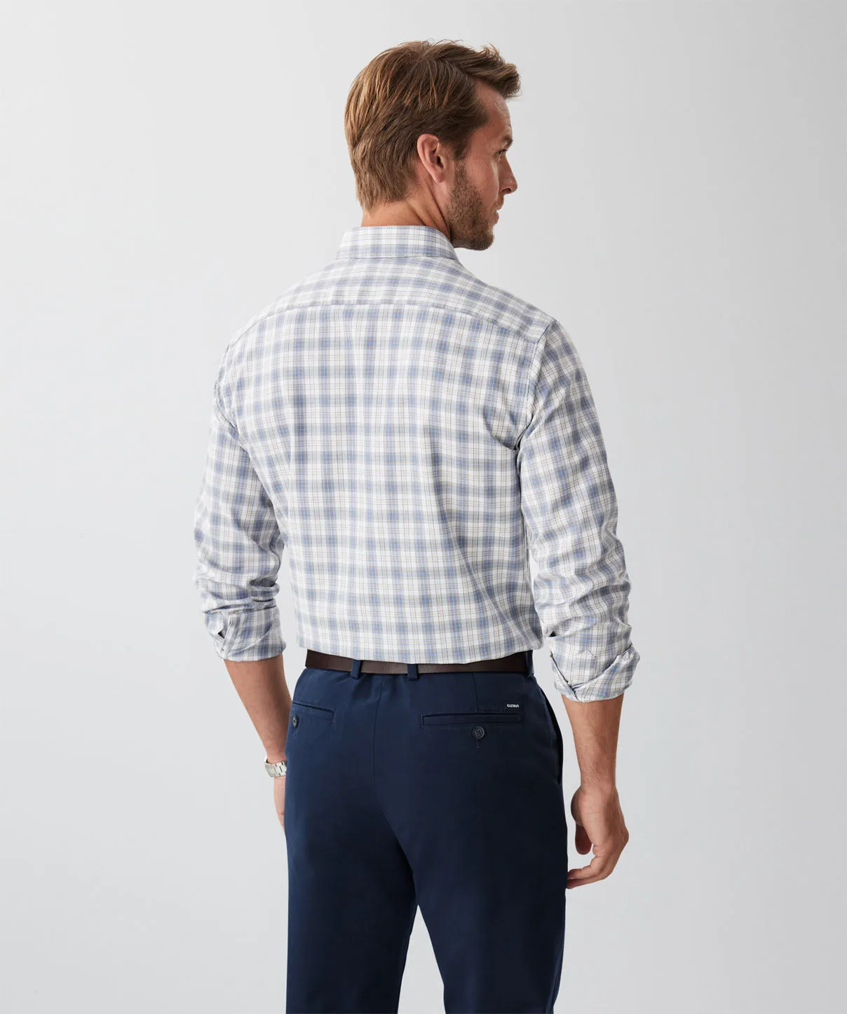 Tailored Easy Care Twill Check Long Sleeve Shirt - Grey sold by GAZMAN product image thumbnail 2