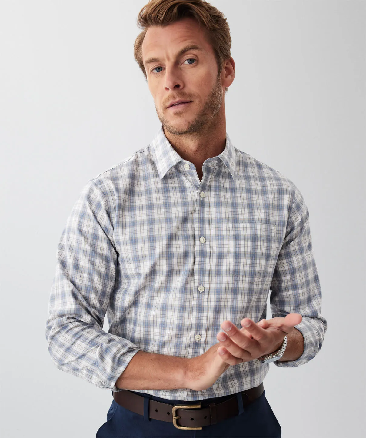 Tailored Easy Care Twill Check Long Sleeve Shirt - Grey sold by GAZMAN product image thumbnail 3