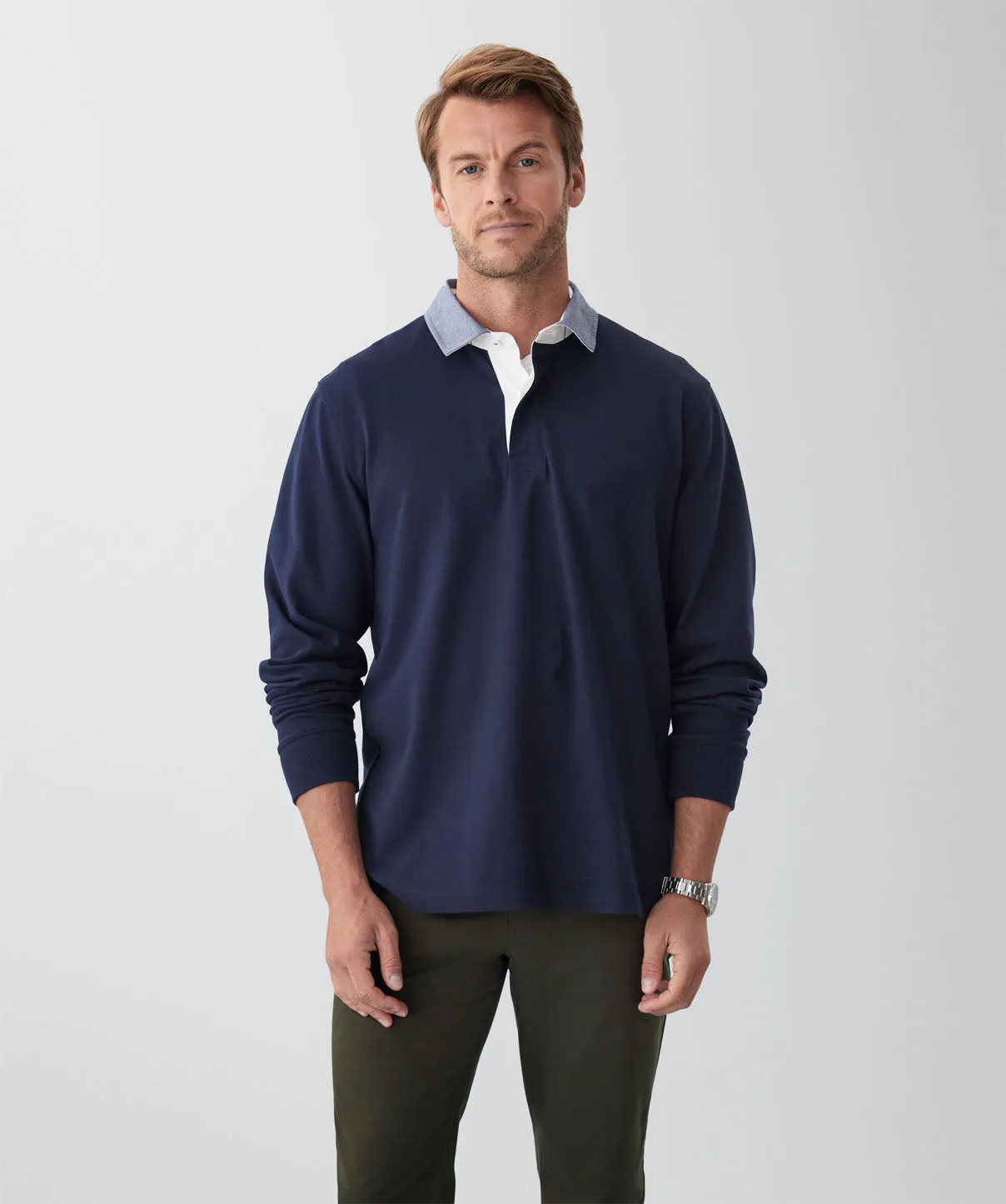 Classic Plain Rugby Jumper - Navy sold by GAZMAN