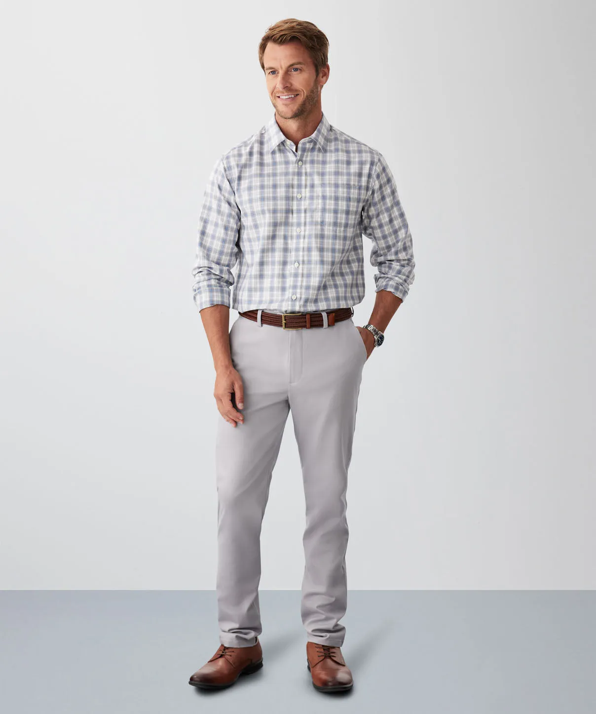 Easy Care Twill Check Long Sleeve Shirt - Grey sold by GAZMAN product image thumbnail 4