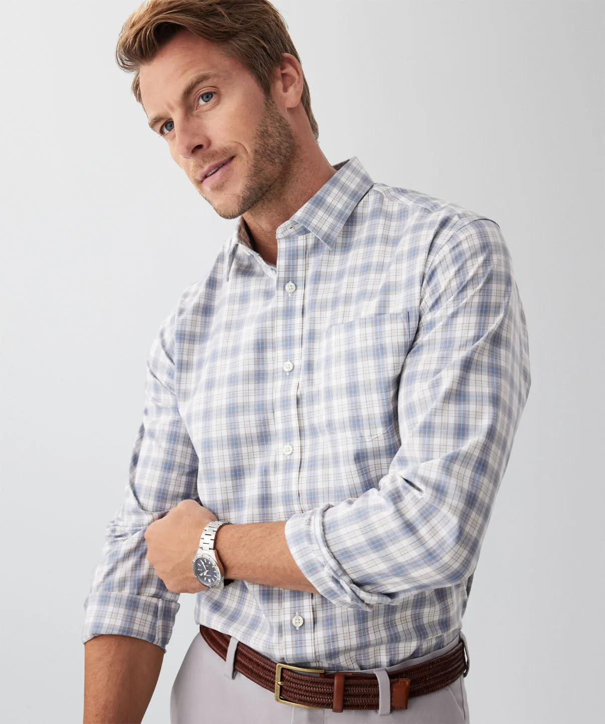 Easy Care Twill Check Long Sleeve Shirt - Grey sold by GAZMAN product image thumbnail 3