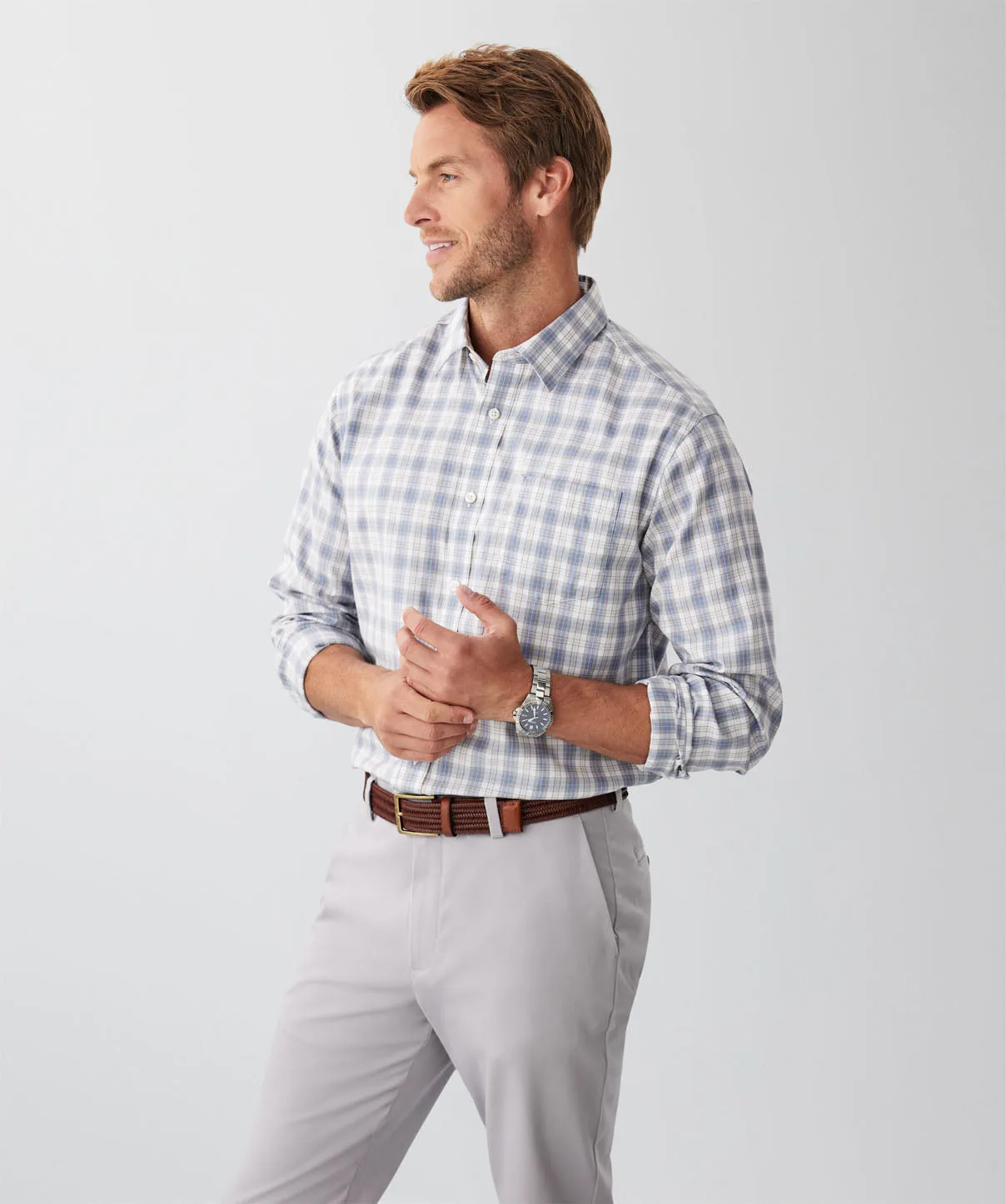 Easy Care Twill Check Long Sleeve Shirt - Grey sold by GAZMAN product image thumbnail 5