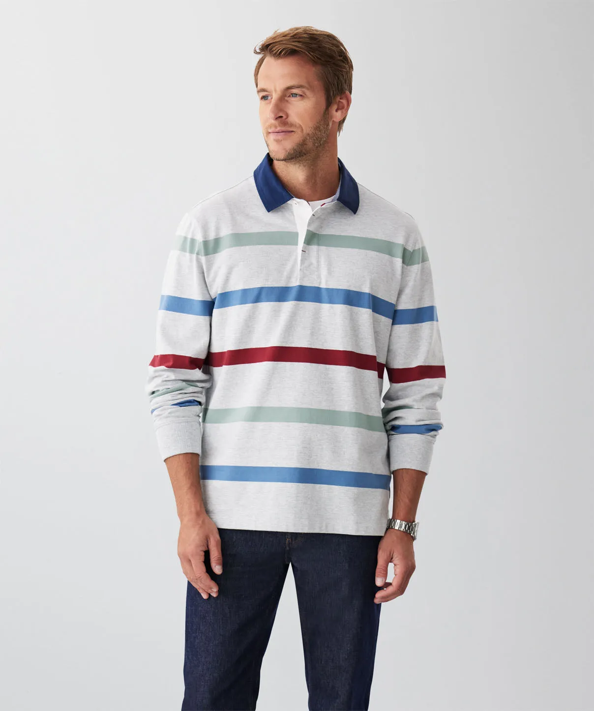 Multi Breton Stripe Rugby Jumper - Multi Stripe sold by GAZMAN