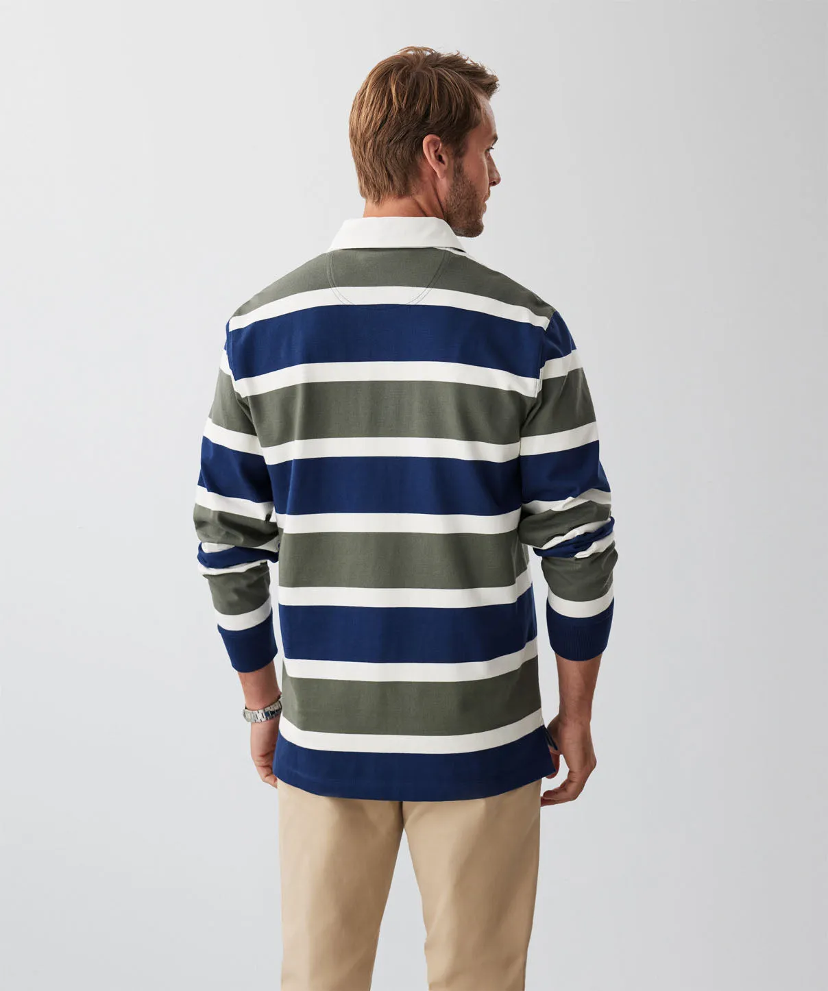Block Stripe Rugby Jumper - Khaki sold by GAZMAN product image thumbnail 2