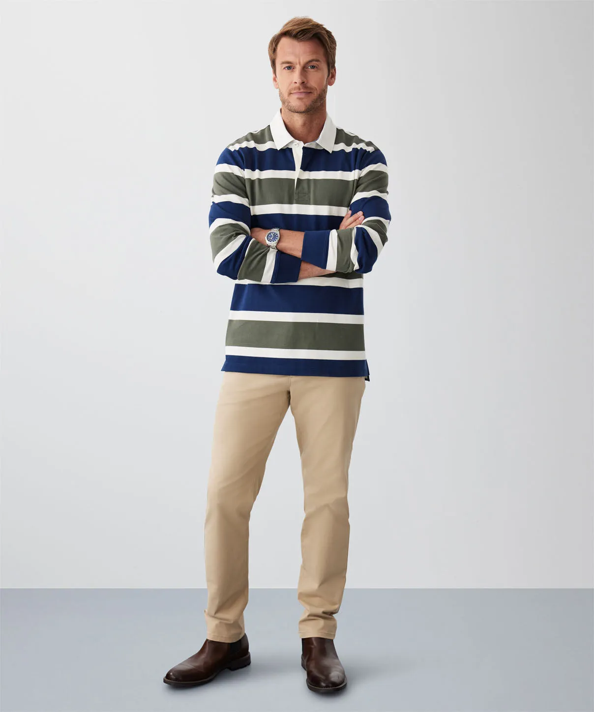 Block Stripe Rugby Jumper - Khaki sold by GAZMAN product image thumbnail 4