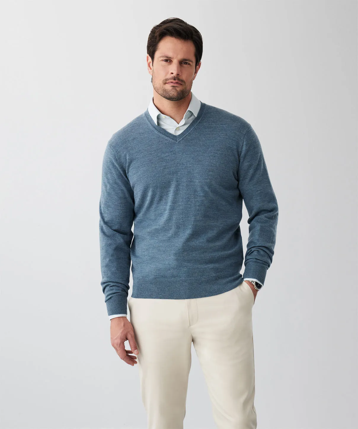 Merino V-Neck Knit - Sea Green sold by GAZMAN
