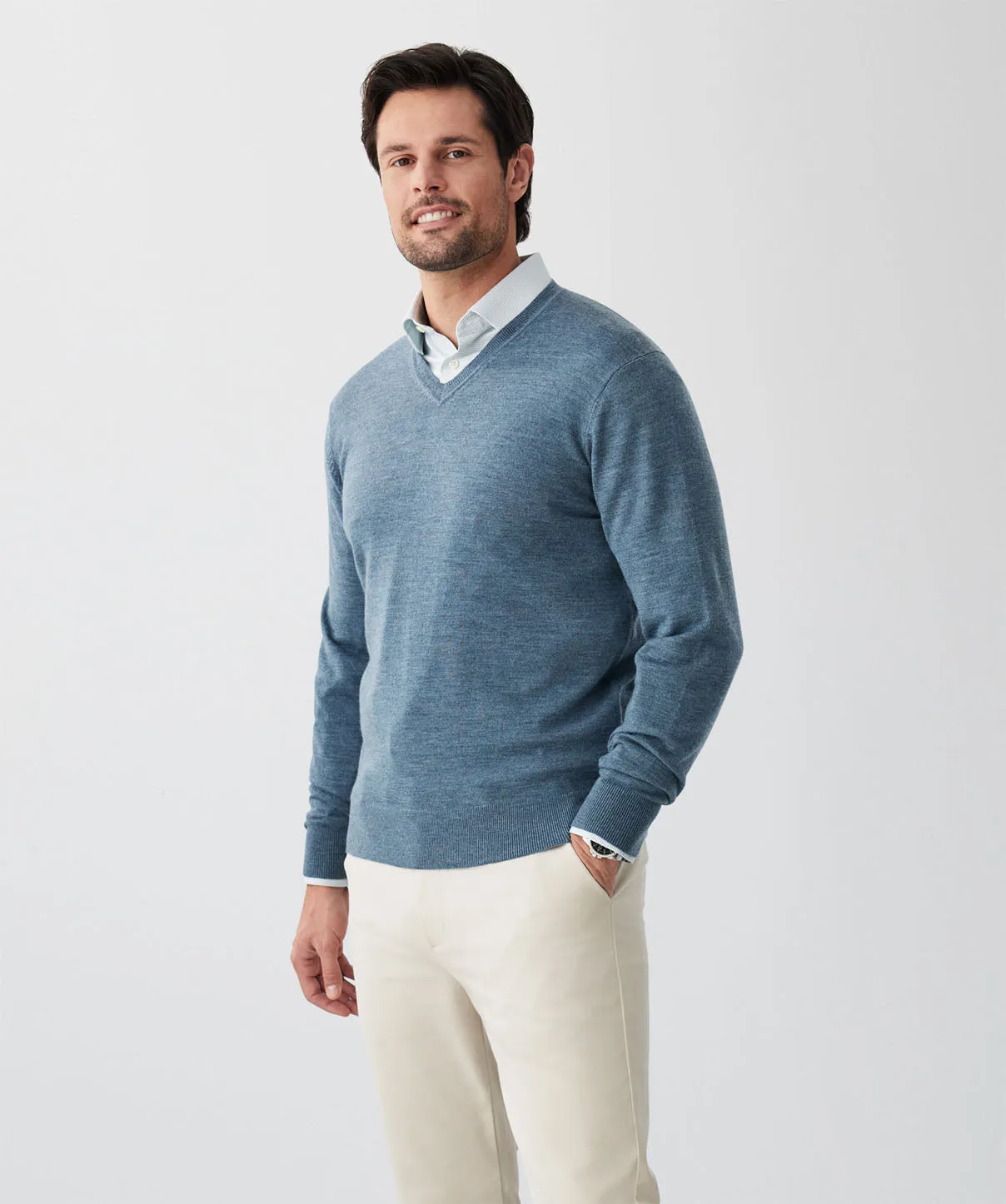 Merino V-Neck Knit - Sea Green sold by GAZMAN product image thumbnail 5