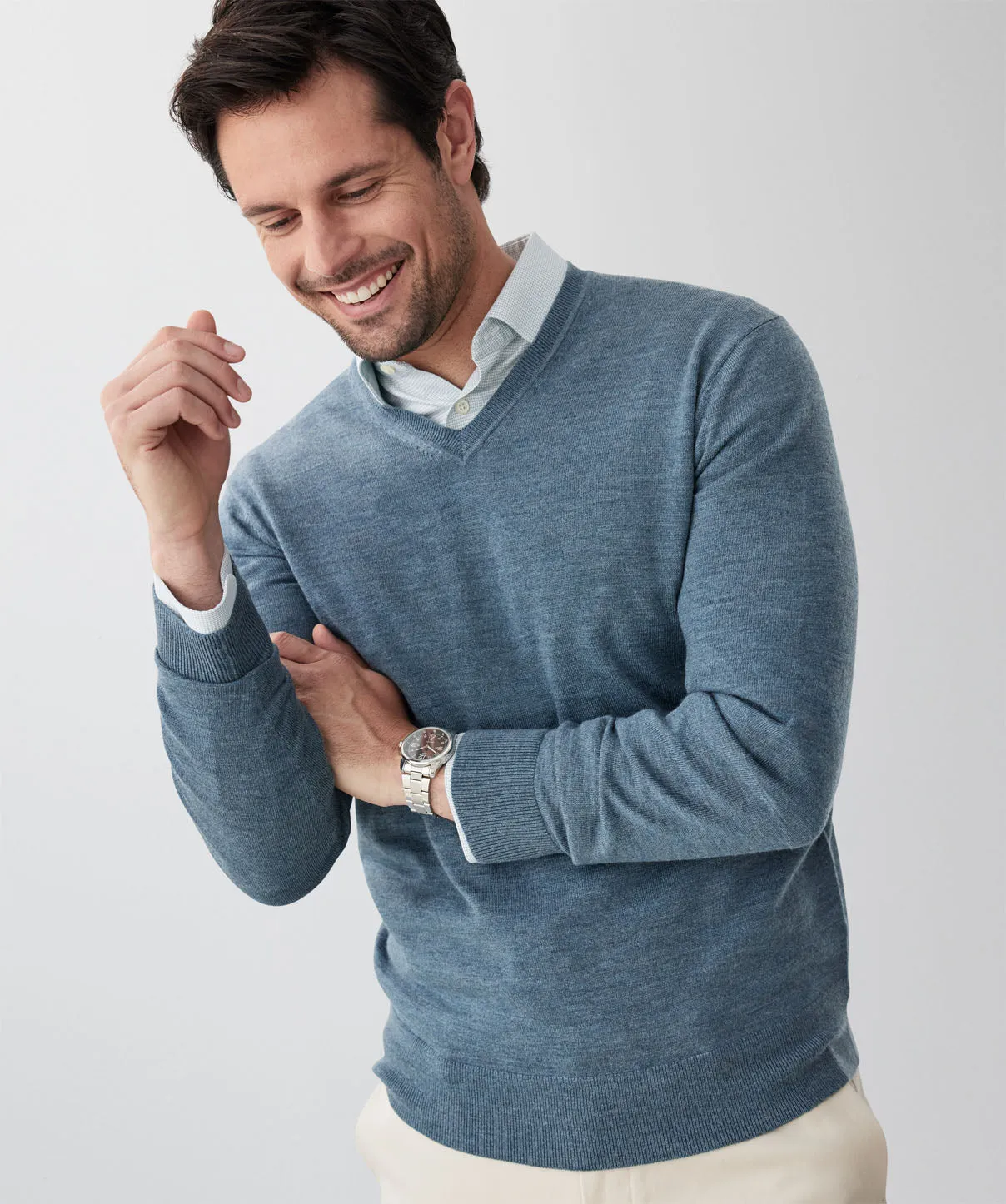 Merino V-Neck Knit - Sea Green sold by GAZMAN product image thumbnail 3