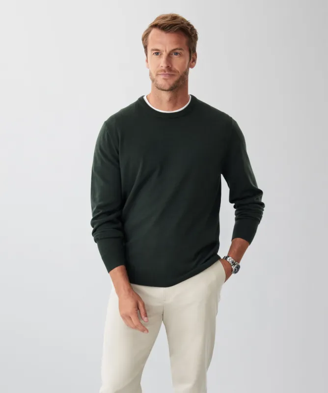 Merino Crew Neck Knit - Forest sold by GAZMAN
