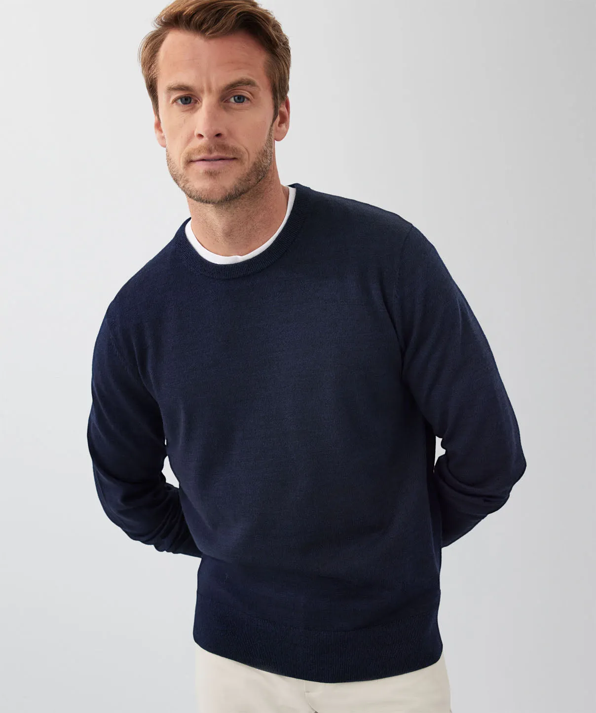 Merino Crew Neck Knit - Navy sold by GAZMAN product image thumbnail 3