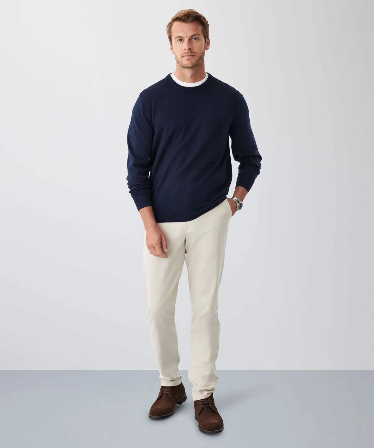 Merino Crew Neck Knit - Navy sold by GAZMAN product image thumbnail 4