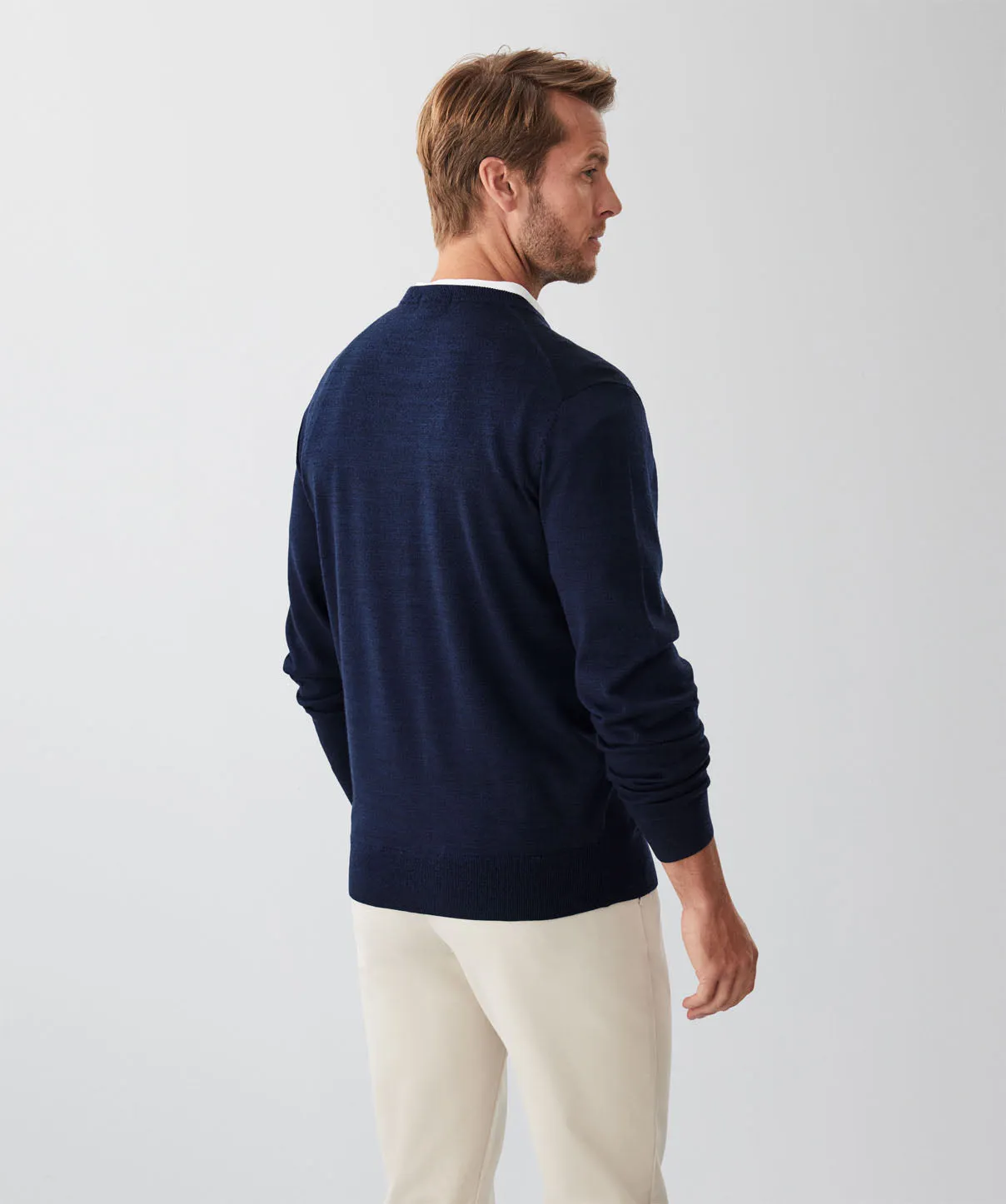 Merino Crew Neck Knit - Navy sold by GAZMAN product image thumbnail 2