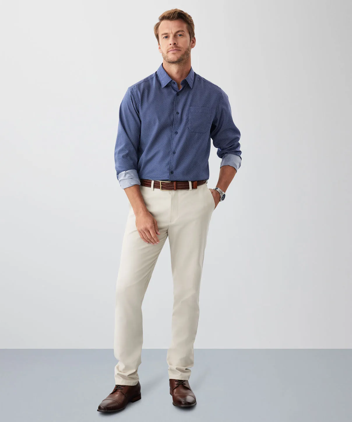 Easy Care Geo Print Long Sleeve Shirt - Navy sold by GAZMAN product image thumbnail 4