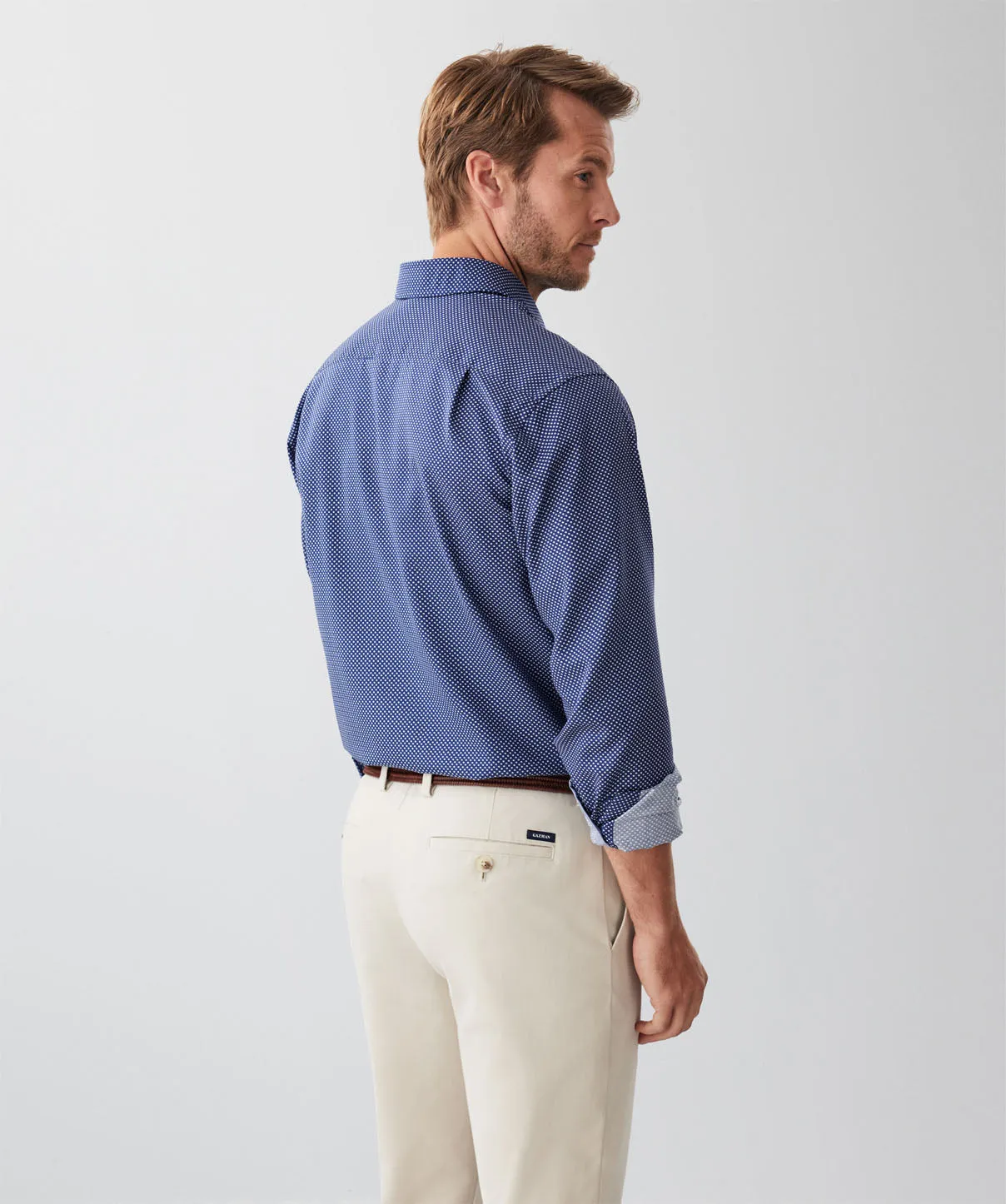 Easy Care Geo Print Long Sleeve Shirt - Navy sold by GAZMAN product image thumbnail 2