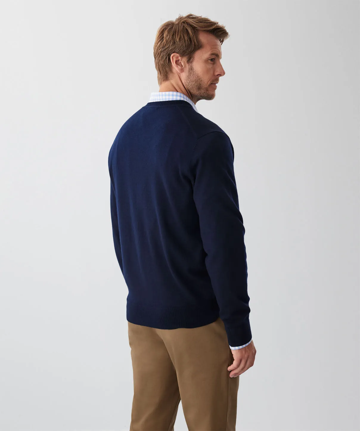 Merino V-Neck Knit - Navy sold by GAZMAN product image thumbnail 2