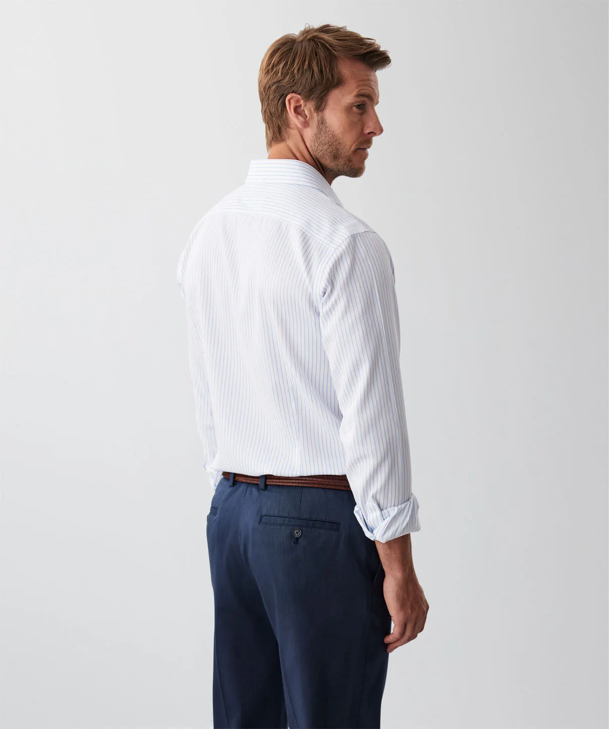 Tailored Non-Iron Dobby Stripe Long Sleeve Shirt - Sky Blue sold by GAZMAN product image thumbnail 2