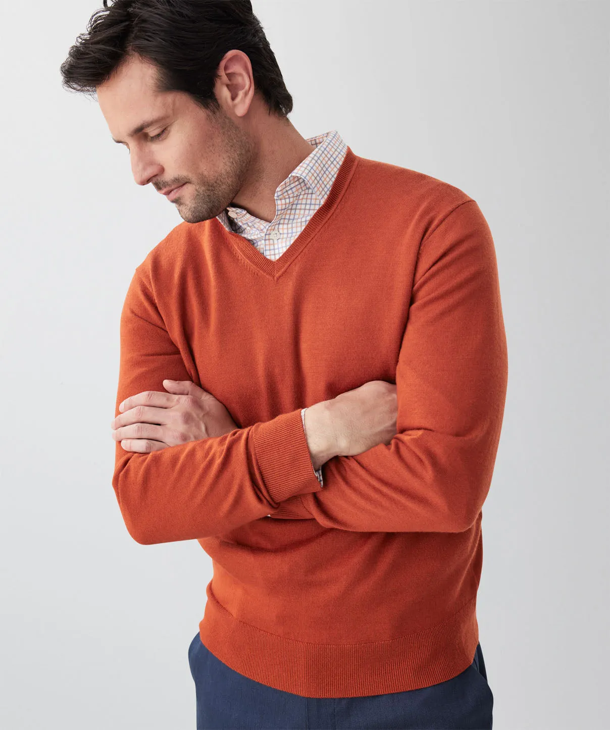 Merino V-Neck Knit - Terracotta sold by GAZMAN product image thumbnail 3