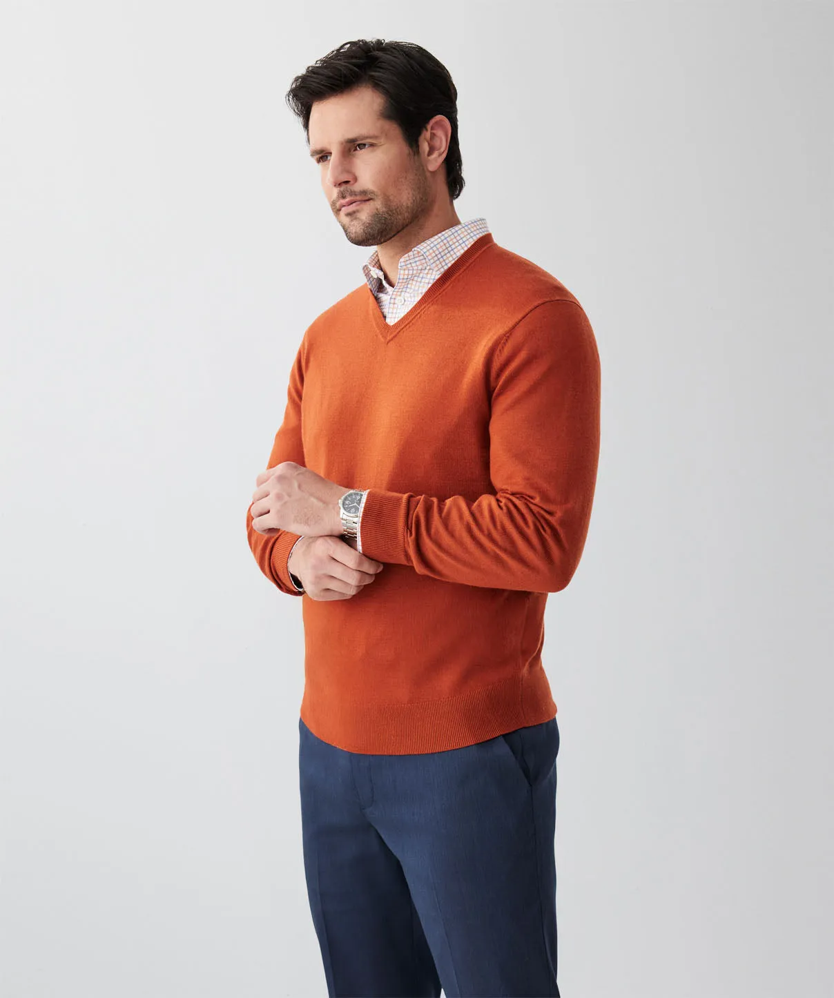 Merino V-Neck Knit - Terracotta sold by GAZMAN product image thumbnail 4