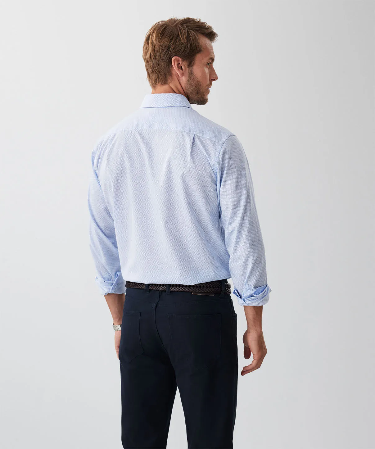 Easy Care Poplin Print Long Sleeve Shirt - Sky Blue sold by GAZMAN product image thumbnail 2