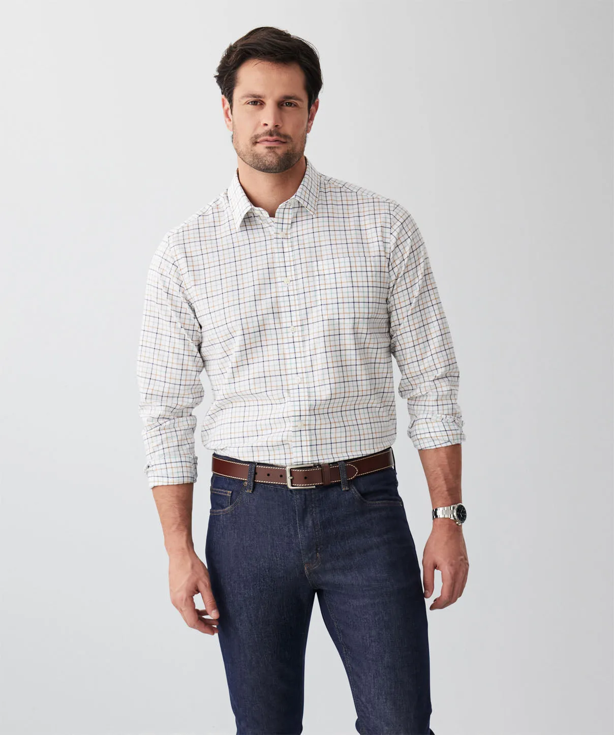 Easy Care Twill Check Long Sleeve Shirt - Multi Check sold by GAZMAN